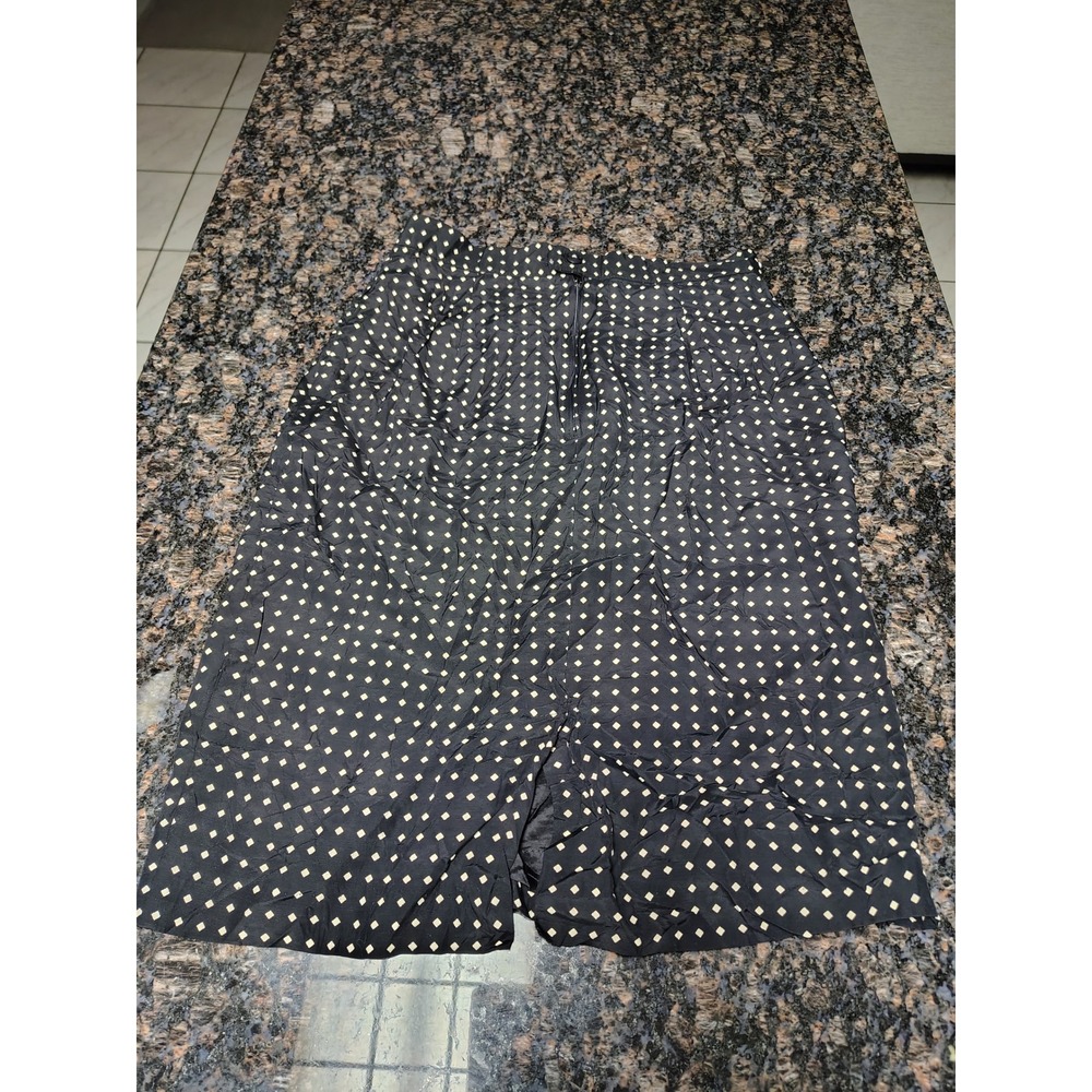 Ann Taylor Vintage Black Diamond Polka Dot Rayon Pencil Skirt Size 8 Made in USA